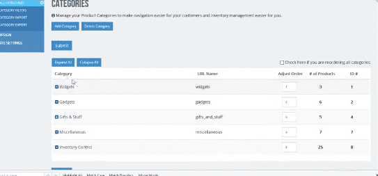 Category Creation, Edit, and Delete
